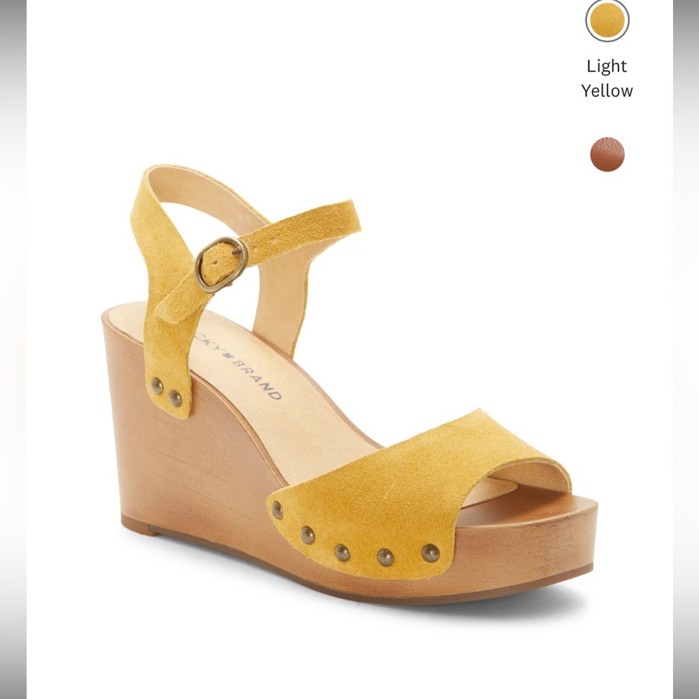 Lucky Brand Yellow Wedge Sandals